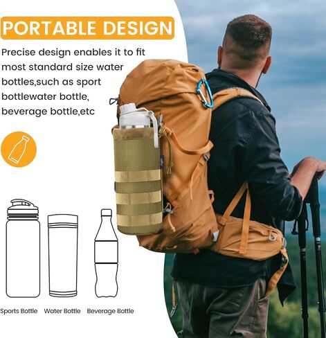 Molle Water Bottle Holder, Upgraded 1000D Nylon Tactical Molle Water Bottle Pouch, Sports Water Bottle Bag Bottom Mesh Lining Hydration Carrier for Camping, Climbing, Hiking and Travelling in Saudi Arabia
