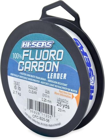 HI-SEAS 100% FLUOROCARBON Fishing LINE Leader - Clear Invisible Leader UNDETECTABLE to Fish, Fast Sinking 6LB-400LB in Kuwait