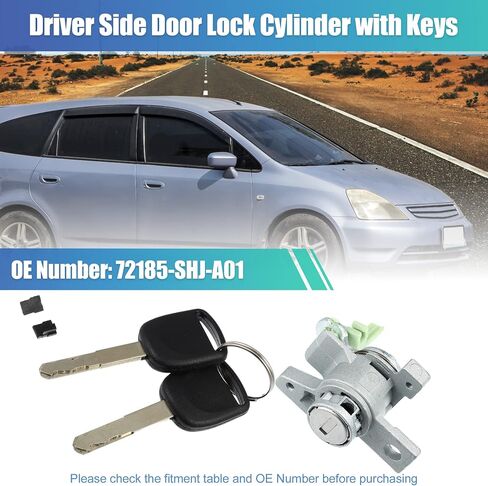X AUTOHAUX 1 Set Door Lock Cylinder Set Kit with 2 Keys for Honda Odyssey 2005 2006 2007 2008 2009 2010 LH Front Left Driver Side Door Lock Set Tumbler with Key 72185-SHJ-A01 72185SHJA01 in Saudi Arabia