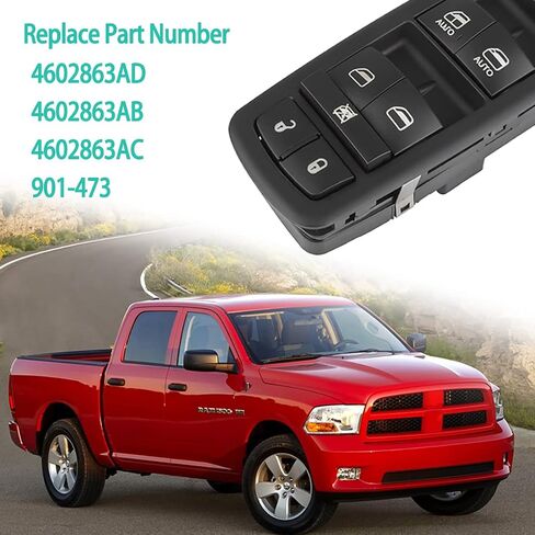 Master Power Window Switch Button Fits Dodge 2009-2012 Ram 1500 2500 3500 Driver Side Front Left Power Electric Window Control Switch Replace 4602863AD 4602863AB 4602863AC in Saudi Arabia