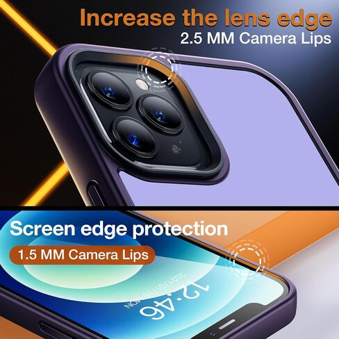 Yriklso for iPhone 12 Pro Max Phone Case, Shockproof for Phone 12 Pro Max Case, Military Grade Drop Protection, Protective Hard Back Slim Translucent Case for iPhone 12Pro Max 6.7'', Frosted Black in Kuwait