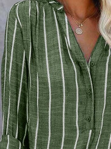 Flamingals Women's Striped Patched Pocket Button Front Casual Stylish Shirt in Saudi Arabia