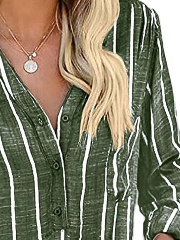 Flamingals Women's Striped Patched Pocket Button Front Casual Stylish Shirt in Saudi Arabia