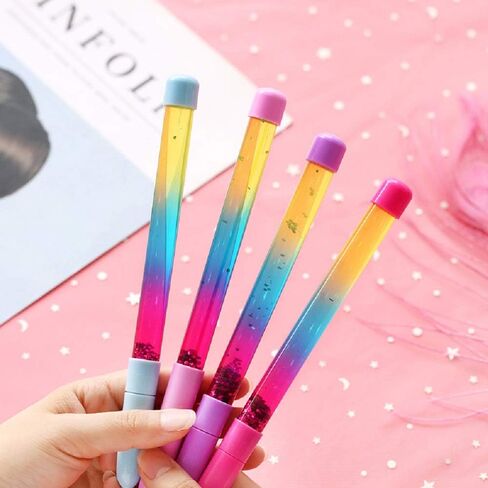 N / A 4pcs Fairy Stick Ballpoint Pen Bling Dynamic Liquid Sand Pen Cute Rainbow Glitter Crystal Pen Stationery School Office Supplies Gift Pens For Christmas Wedding Birthday, Random Color (Blue Ink) in Saudi Arabia