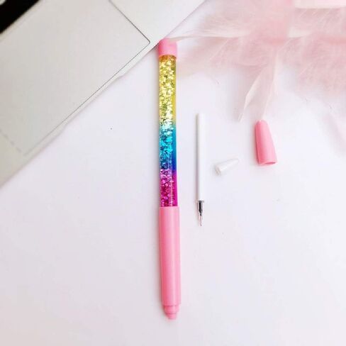N / A 4pcs Fairy Stick Ballpoint Pen Bling Dynamic Liquid Sand Pen Cute Rainbow Glitter Crystal Pen Stationery School Office Supplies Gift Pens For Christmas Wedding Birthday, Random Color (Blue Ink) in Saudi Arabia