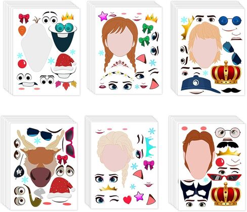 36 قطعة من ورقة الملصقات، حزم ملصقات للأطفال، ملصقات الأميرة للأطفال، اصنع أوراق ملصقات للوجه، اصنع الملصق الخاص بك، ملصقات ألعاب الحفلات، ملصقات أنشطة DIY للأطفال من سن 4 إلى 8 سنوات in Kuwait