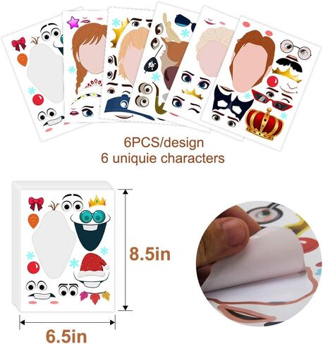 36 قطعة من ورقة الملصقات، حزم ملصقات للأطفال، ملصقات الأميرة للأطفال، اصنع أوراق ملصقات للوجه، اصنع الملصق الخاص بك، ملصقات ألعاب الحفلات، ملصقات أنشطة DIY للأطفال من سن 4 إلى 8 سنوات in Kuwait