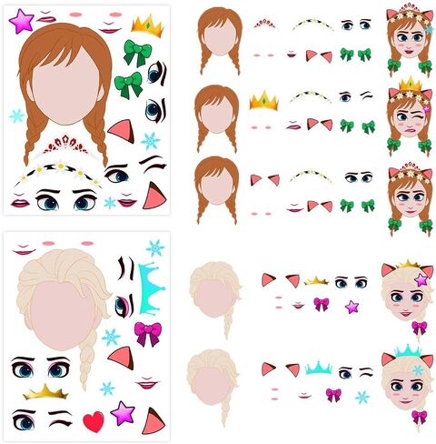 36 قطعة من ورقة الملصقات، حزم ملصقات للأطفال، ملصقات الأميرة للأطفال، اصنع أوراق ملصقات للوجه، اصنع الملصق الخاص بك، ملصقات ألعاب الحفلات، ملصقات أنشطة DIY للأطفال من سن 4 إلى 8 سنوات in Kuwait