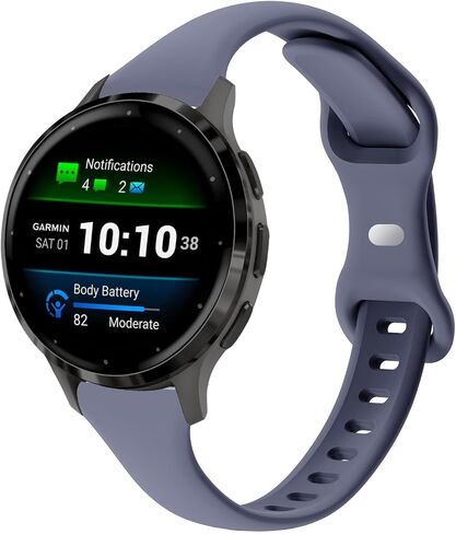 أحزمة ساعة رفيعة من السيليكون متوافقة مع Garmin Venu 3S / Vivoactive 4S / Venu 2S / Vivomove 3S، 18 ملم رقيقة وناعمة وضيقة رياضية بديلة لسوار المعصم Garmin Forerunner 255s/265S in Kuwait