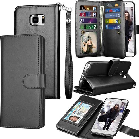 Tekcoo Compatible for Galaxy Note 5 Wallet Case/Samsung Galaxy Note 5 PU Leather Case, Luxury Cash Credit Card Slots Holder Carrying Flip Cover [Detachable Magnetic Hard Case] & Kickstand -Rose Gold in Saudi Arabia