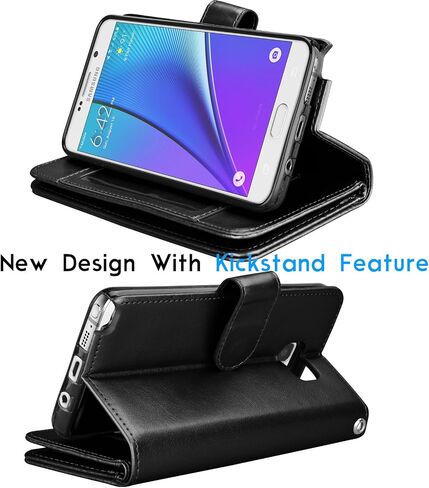 Tekcoo Compatible for Galaxy Note 5 Wallet Case/Samsung Galaxy Note 5 PU Leather Case, Luxury Cash Credit Card Slots Holder Carrying Flip Cover [Detachable Magnetic Hard Case] & Kickstand -Rose Gold in Saudi Arabia