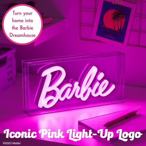 Barbie Logo LED Neon Pink Sign, Officially Licensed Barbie Decorative Plastic Lamp for Children's Room in Saudi Arabia
