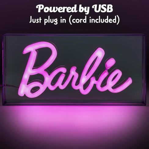 Barbie Logo LED Neon Pink Sign, Officially Licensed Barbie Decorative Plastic Lamp for Children's Room in Saudi Arabia