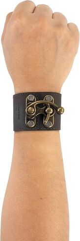 Hide & Drink, Wristband with Vintage Clasp Handmade from Full Grain Leather - Bourbon Brown in Saudi Arabia