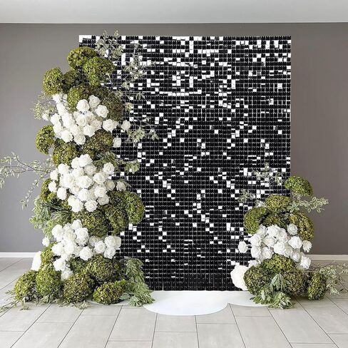 Shimmer Wall Backdrop Black Halloween Sequin Wall Backdrop 3FTx4FT Sparkle Backdrop for Anniversary Disco Birthday Decorations in Saudi Arabia