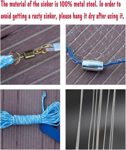 Cast Fishing Net with Aluminum Frame, 0.8 inch Mesh, 7.8-13.8 ft Diameter in Kuwait