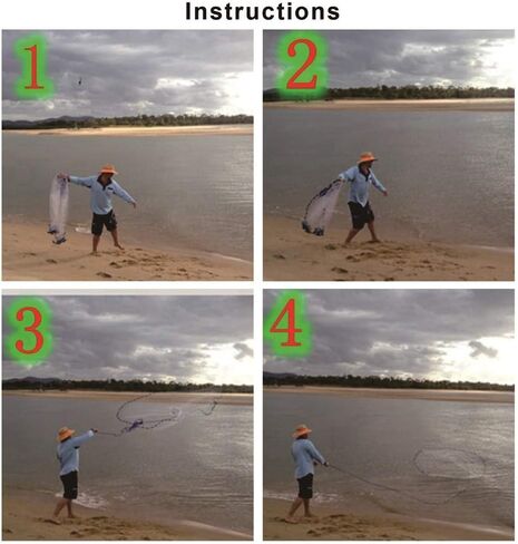 Cast Fishing Net with Aluminum Frame, 0.8 inch Mesh, 7.8-13.8 ft Diameter in Kuwait