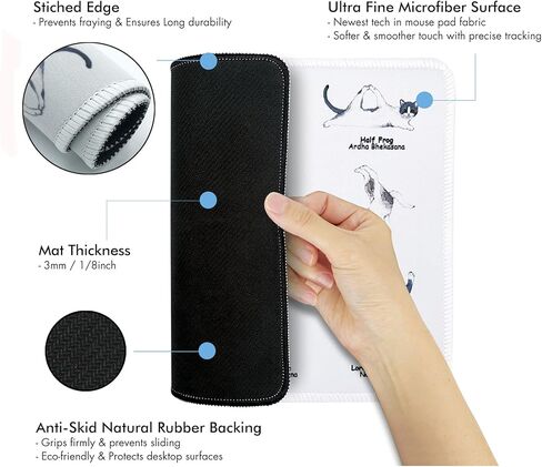 لوحة ماوس فنية لتشريح العظام والنباتات مع حواف مخيطة. تصميم لطيف ملون مع قاعدة مضادة للانزلاق. قماش تنظيف من الألياف الدقيقة لنظارات العين والإلكترونيات. لوحة ماوس للمكتب الطبي للكمبيوتر المحمول in Kuwait