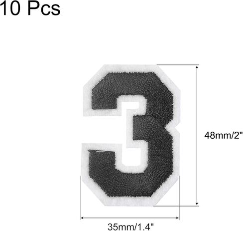 MECCANIXITY 10Pcs Number Patches Embroidered Decorative Repair Patches Iron on Patches Sew On Embroidered Applique Patches 1 Black 2" Height for Clothes, Shoes, Hats, Backpacks, DIY in Saudi Arabia