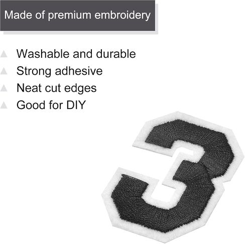 MECCANIXITY 10Pcs Number Patches Embroidered Decorative Repair Patches Iron on Patches Sew On Embroidered Applique Patches 1 Black 2" Height for Clothes, Shoes, Hats, Backpacks, DIY in Saudi Arabia