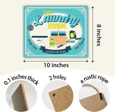 غرفة الغسيل مليئة بالمرح الخشبي المعلق، لوحة فنية خشبية مع حبل، لوحة خشبية على جدار غرفة الغسيل، زينة معلقة على رف باب المنزل، هدية عيد الميلاد لمنزل جديد -04 in Kuwait