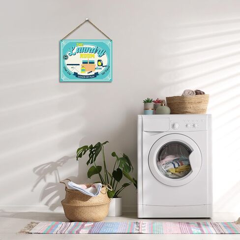 غرفة الغسيل مليئة بالمرح الخشبي المعلق، لوحة فنية خشبية مع حبل، لوحة خشبية على جدار غرفة الغسيل، زينة معلقة على رف باب المنزل، هدية عيد الميلاد لمنزل جديد -04 in Kuwait