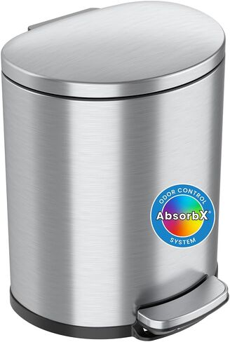 iTouchless SoftStep 13.2 Gallon Step Pedal Gray Kitchen Plastic Trash Can with Odor Filter, Durable Dent-Proof Construction and Stainless Steel Trim, 50L Garbage Bin for Home, Office, Business, Store in Saudi Arabia