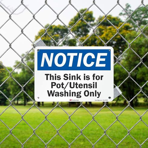 "Notice - This Sink is for Pot / Utensil Washing Only" Sign by SmartSign | 10" x 7" 3M Reflective Aluminum in Saudi Arabia