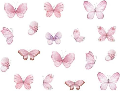 Butterfly Wall Stickers for Girls Room Wall Decal Vinyl Stickers DIY Cute Decorations for Girls Bedroom Nursery Wall Decor 6 Sheets (Pink Butterfly) in Saudi Arabia