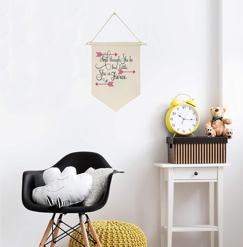 and Though She Be But Little,She Is Fierce -Canvas Hanging Flag Banner Wall Sign Decor Gift for Baby Kids Girl Nursery Teen Room Front Door - Arrow, Bird in Saudi Arabia