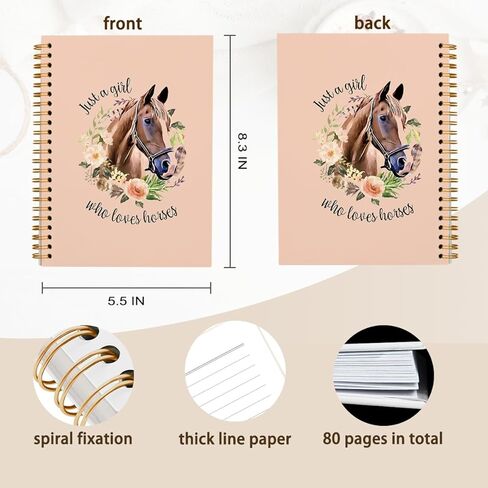 hold fizz Horse Notebook Journal, Horse Gifts for Girls Women, Horse Notepad, Gifts for Horse Lovers, Horse Items Stuff for Girls, Hardcover Spiral Notebook 5.5x8.3 in Kuwait