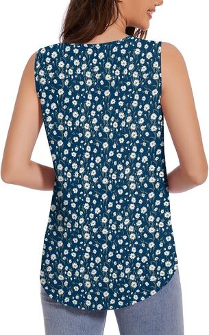 ALIGADUO Womens Summer Loose Fit Camisole Tank Tops V Neck Sleeveless Shirts Casual Blouse Button Up Tunic in Kuwait