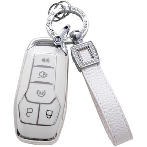 for Jeep Key Fob Cover with Microfiber Leather Lanyard, Car Key Case Shell Protection for Grand Cherokee Wrangler Compass Cherokee Smart Remote Control Protector