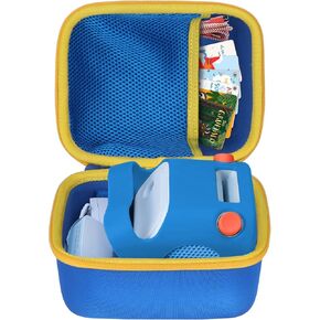 Storage Case Compatible with Yoto Mini Kids Audio Music Player & Yoto Headphones Children Speaker Plays Audiobook Cards Radio (Blue + Yellow Case)