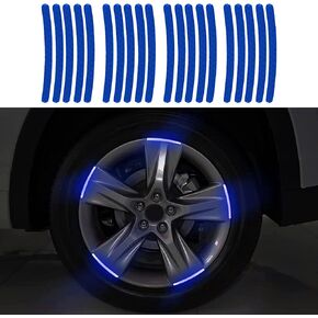 20Pcs Car Wheel Stripe Reflective Stickers, Night Reflective Safety Decoration Strip, Anti-Scratch Reflective Rim Stickers, Car Wheel Safety Decoration for Motorcycles, Bicycles