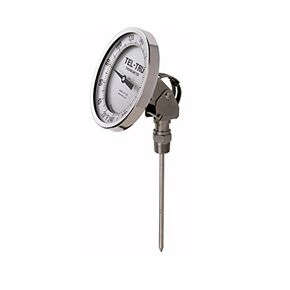 Tel-Tru 42100609 Model Aa575R Resettable Bi-Metal Process Grade Thermometer, Stainless Steel, 5" Dial, 1/2" Npt Adjustable Angle Back Connection, 0.250" Diameter x 6" Long 304Ss Stem, 50/500 Degree Fahrenheitahrenheit and 0/250 Deg Celsius, +/- 1% Full Sp