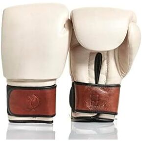Modest Vintage Player PRO Cream/Brown Leather Boxing Gloves (Strap-Up)