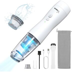 Handheld Vacuum Cordless, Car Vacuum Cordless Rechargeable 17000Pa, Mini Vacuum with Blower, Portable Car Vacuum with LED and Light, Wireless Vacuum Cleaner for Home Pet & Office (Blue)