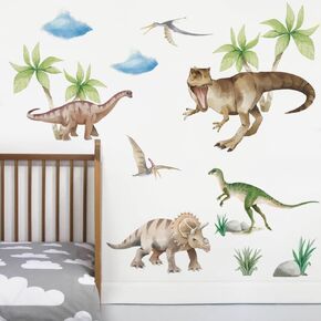 Runtoo Dinosaur Wall Decals for Boys Room Jurassic World Wall Art Stickers Kids Baby Nursery Wall Decor