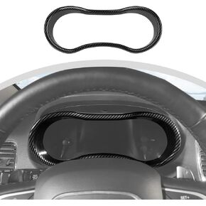 CheroCar Dashboard Meter Panel Frame Cover Trim Interior Decoration Accessories for Dodge Durango 2014-2020, Red Carbon Fiber