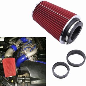 High Performance Universal Clamp-on Cone Air Filter 4“ Flange, fit Flange ID 3" Air filter/Flange ID 3.5" Air filter, Height 9" (230 mm), Top 4.65" (118 mm), Base 6" (118 mm), Red