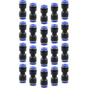 uvbws 20 Pcs Push to Connect Pipe Tube Straight Quick Fitting 1/4 Inch OD Pneumatic Air Connector
