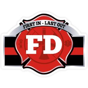 Thin Red Line Sticker Maltese Cross to Honor and Support Firefighters - 2 Pack