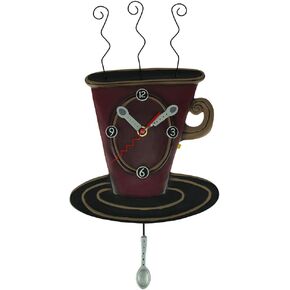 Allen Designs "Cozy Cafe" Whimsical Coffee Cup Pendulum Wall Clock