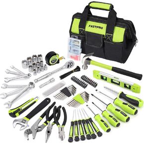 FASTPRO 236-Piece Home Repairing Tool Set, Mechanics Hand Tool Kit with 12-Inch Wide Mouth Open Storage Bag, Household Tool Set for DIY, Home Maintenance, Red
