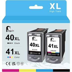 Penguin Remanufactured Printer Ink Cartridge Replacement for Canon PG-40 CL-41 (1 Black, 1 Color) Used fpr PIXMA iP1600 MP160 MP180