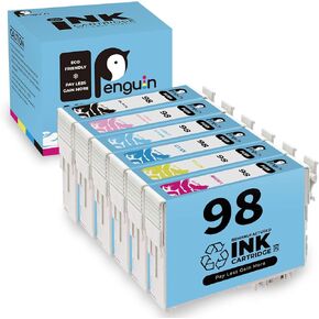 Penguin Remanufactured Ink Cartridge Replacement for Epson 98 T098 Used for Artisan 730 810 725 All-in-One Printer 6 Pack (1 Black 1 Cyan 1 Magenta 1 Yellow 1Light Cyan 1 Light Magenta) Combo Pack