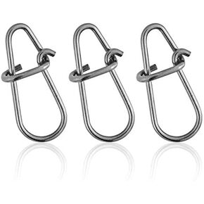 Dr.Fish 50 Pack Crankbait Snaps Stainless Steel Fishing Snaps Duo Lock Lure Snaps Quick Change Fishing Clips Fast Snaps Speed Clips Snap Hook Connector Freshwater Bass Fishing