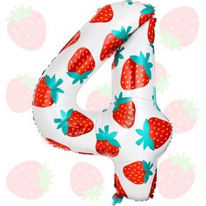 40 Inch Strawberry Balloons Strawberry Number 1 Balloons Sweet Fruit Balloons Berry Birthday Party Supplies for Girls Sweet Strawberry Birthday Party Decorations