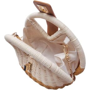 Woven Straw Seashell Crossbody Bag, One Shoulder Handbag, Messenger Bag for Beach, Wedding, Cocktail Party in Saudi Arabia